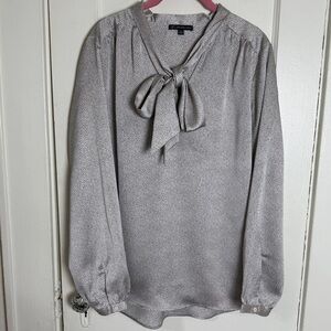 Adrianna Papell Polka Dot Tie-Neck Blouse Size L